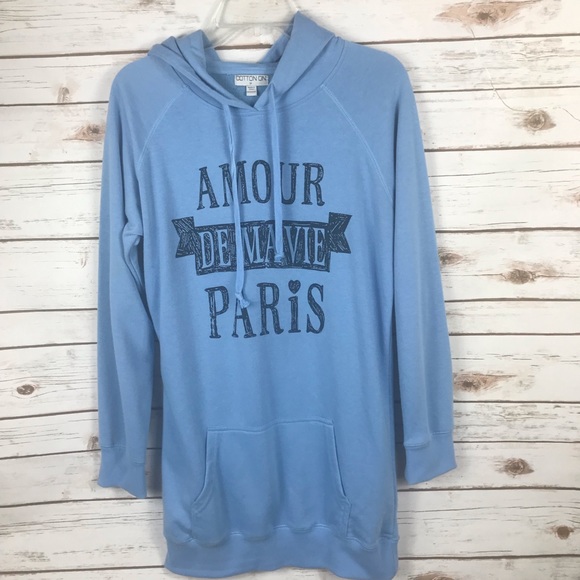 COTTON ON hoodie, Amour Paris, blue, size MED - Picture 2 of 5
